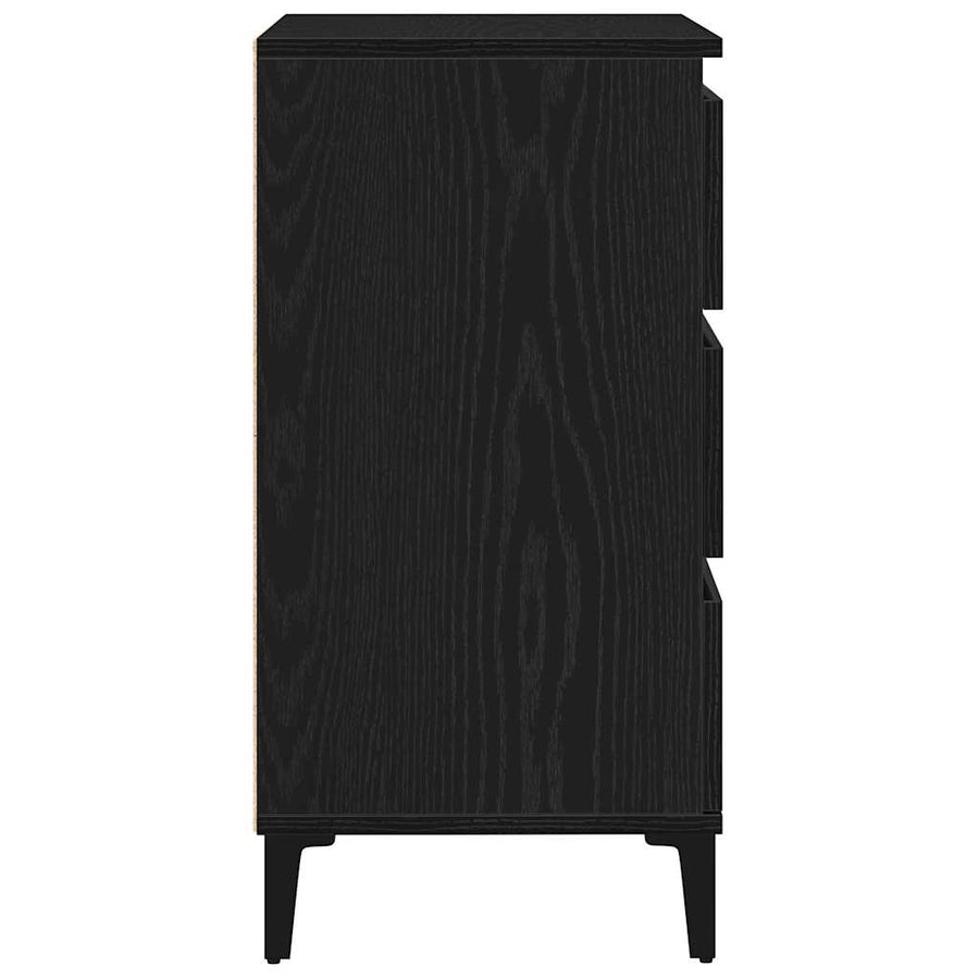 Dressoir met lade Zwart Eiken 60 x 35 x 70 cm Bewerkt hout