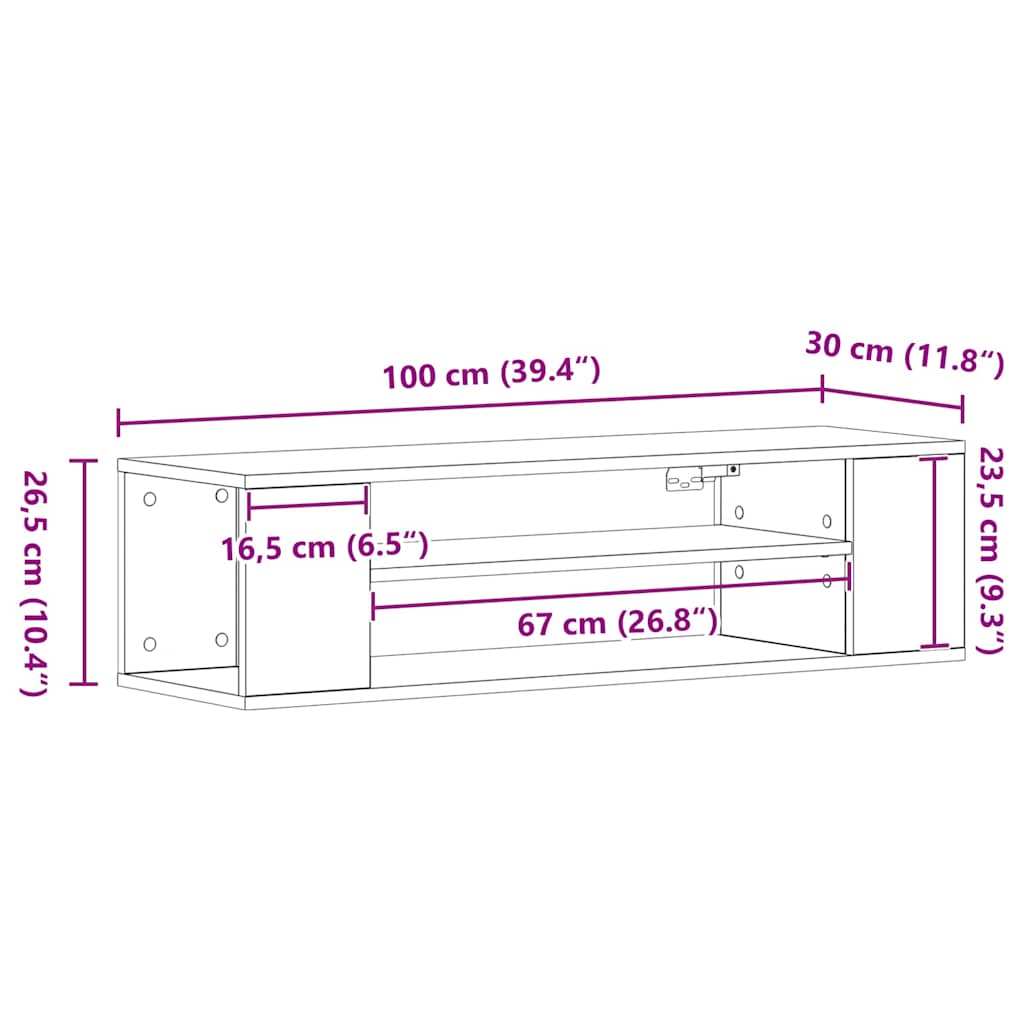 TV-kast artisian oak 100 x 30 x 26,5 cm Bewerkt hout