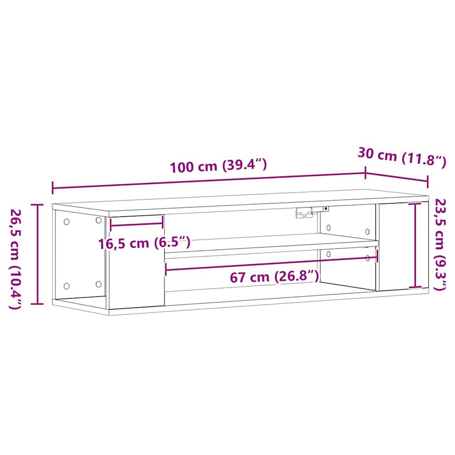 TV-kast artisian oak 100 x 30 x 26,5 cm Bewerkt hout