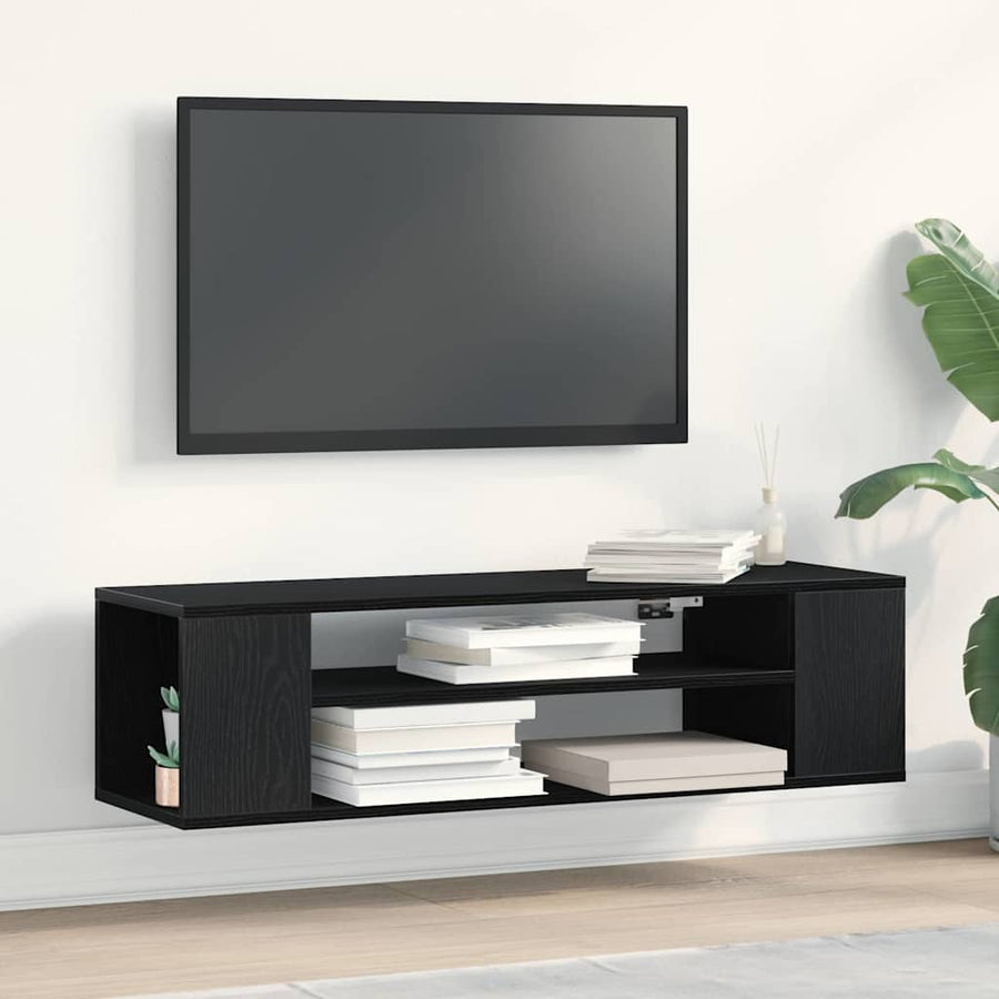TV-kast Zwart Eiken 100 x 30 x 26,5 cm Bewerkt hout