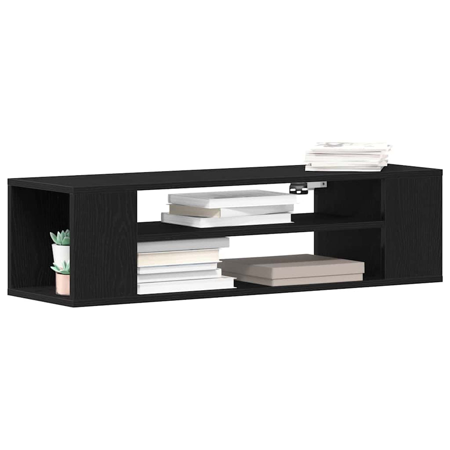TV-kast Zwart Eiken 100 x 30 x 26,5 cm Bewerkt hout