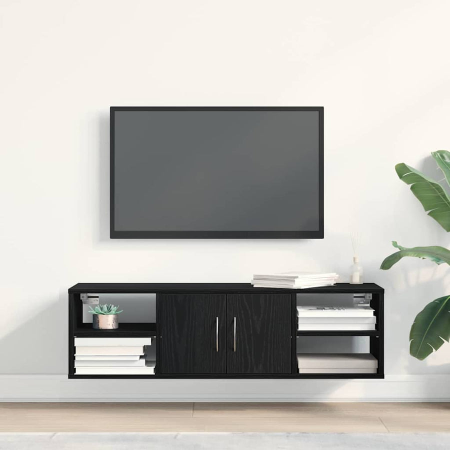 Wandschap 140X41X75 Cm Bewerkt Hout Kleurig Zwart eiken