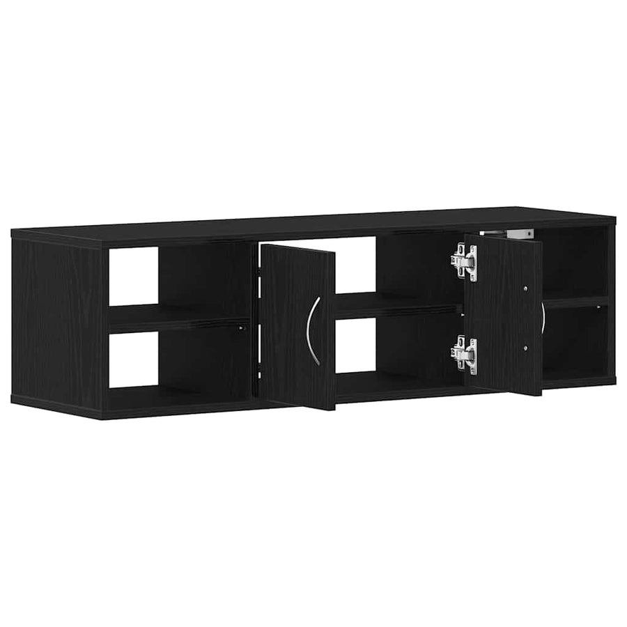 Wandschap 140X41X75 Cm Bewerkt Hout Kleurig Zwart eiken