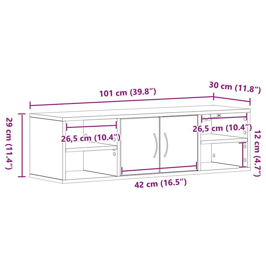 Wandschap 140X41X75 Cm Bewerkt Hout Kleurig Zwart eiken