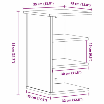 Bijzetkast Zwart Eiken 35 x 35 x 55 cm Bewerkt hout