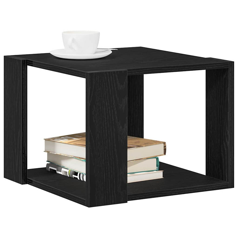Salontafel Zwart Eiken 40 x 40 x 30 cm Bewerkt hout