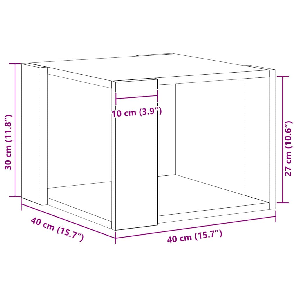 Salontafel Zwart Eiken 40 x 40 x 30 cm Bewerkt hout
