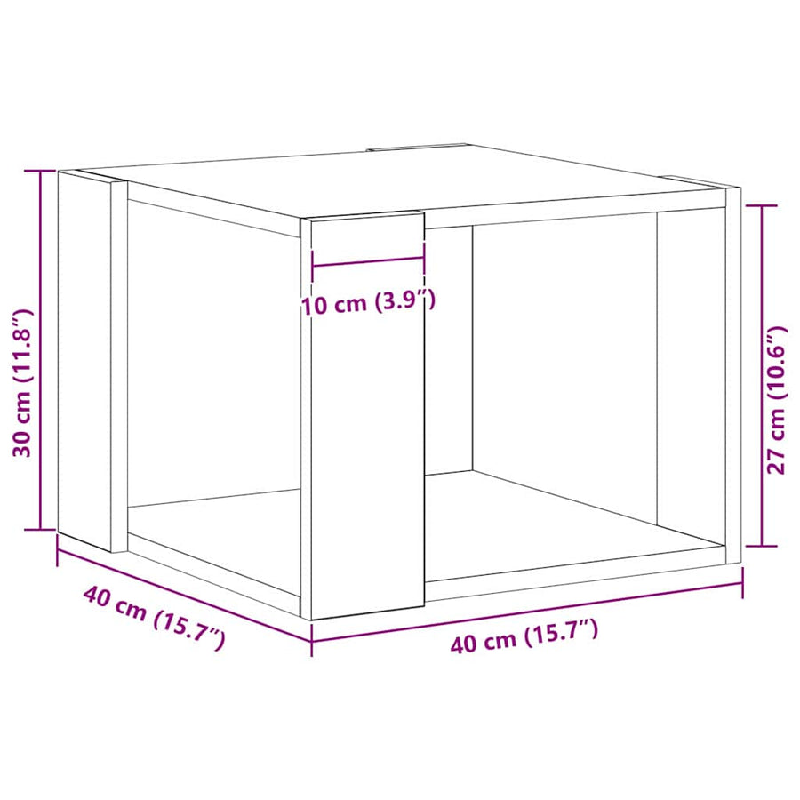 Salontafel Zwart Eiken 40 x 40 x 30 cm Bewerkt hout