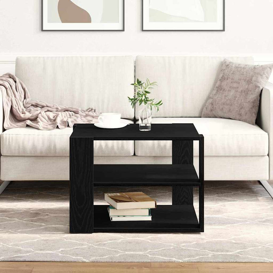 Salontafel Zwart Eiken 58 x 58 x 40 cm Bewerkt hout