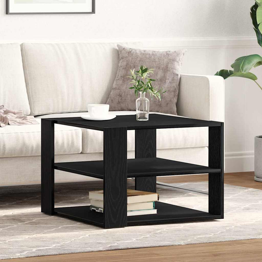 Salontafel Zwart Eiken 58 x 58 x 40 cm Bewerkt hout