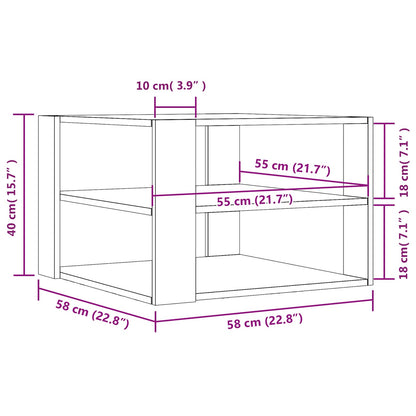 Salontafel Zwart Eiken 58 x 58 x 40 cm Bewerkt hout