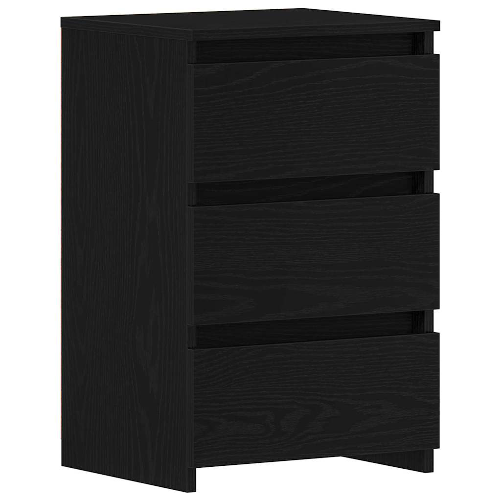 Nachtkastje met lade Zwart Eiken 40 x 35 x 62,5 cm Bewerkt hout