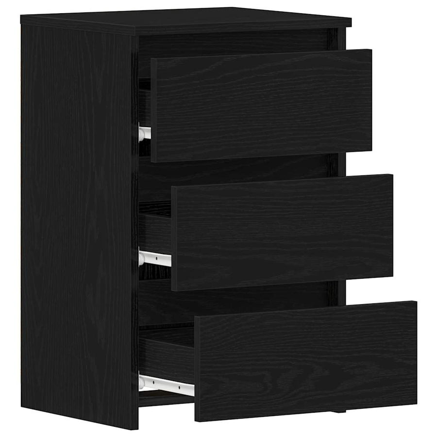 Nachtkastje met lade Zwart Eiken 40 x 35 x 62,5 cm Bewerkt hout