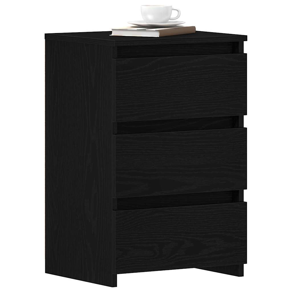 Nachtkastje met lade Zwart Eiken 40 x 35 x 62,5 cm Bewerkt hout