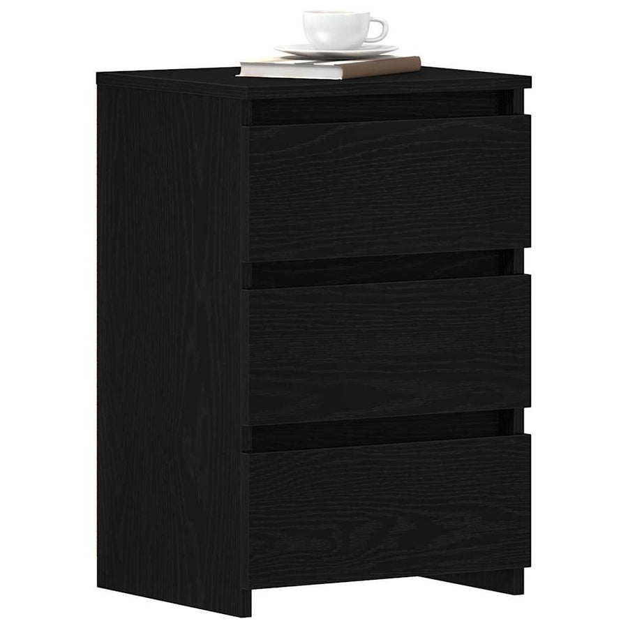 Nachtkastje met lade Zwart Eiken 40 x 35 x 62,5 cm Bewerkt hout