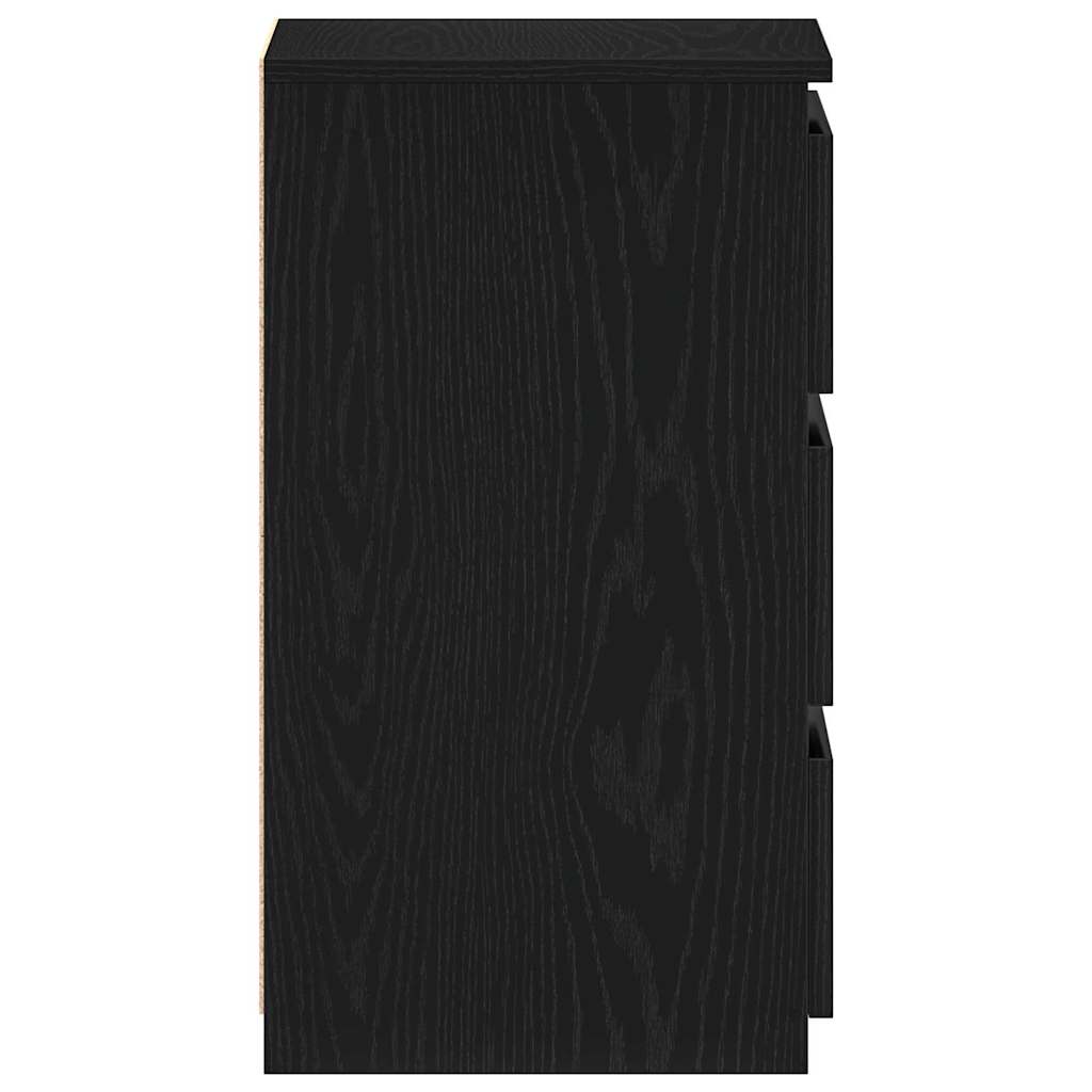 Nachtkastje met lade Zwart Eiken 40 x 35 x 62,5 cm Bewerkt hout