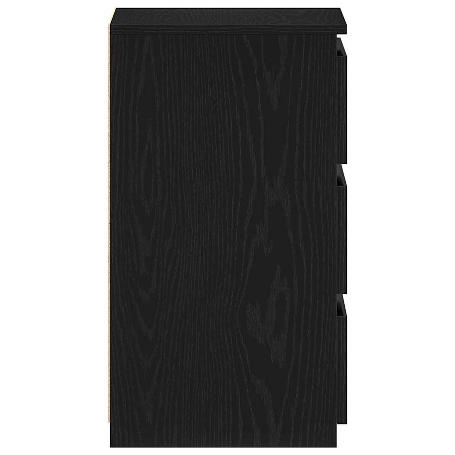 Nachtkastje met lade Zwart Eiken 40 x 35 x 62,5 cm Bewerkt hout