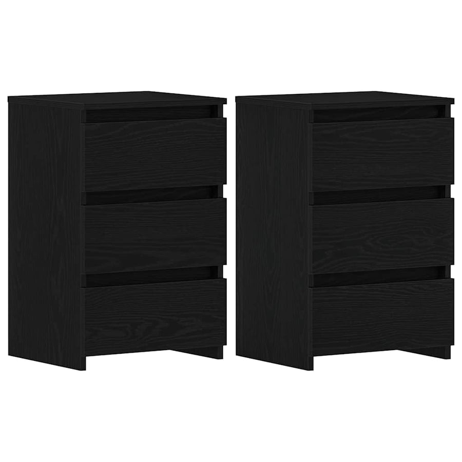 Nachtkastje 2 pcs Zwart Eiken 40 x 35 x 62,5 cm Bewerkt hout