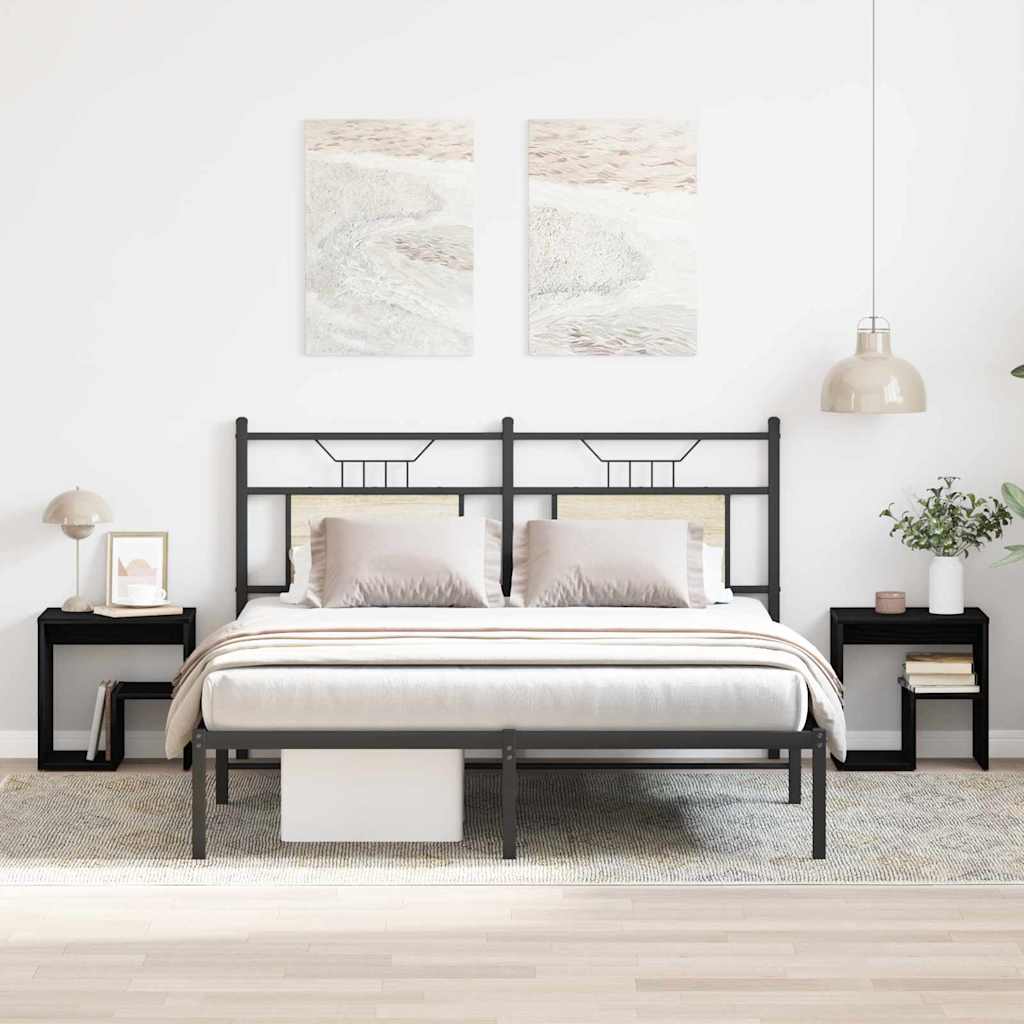 Nachtkastje 2 pcs Zwart Eiken 40 x 30 x 40 cm Bewerkt hout