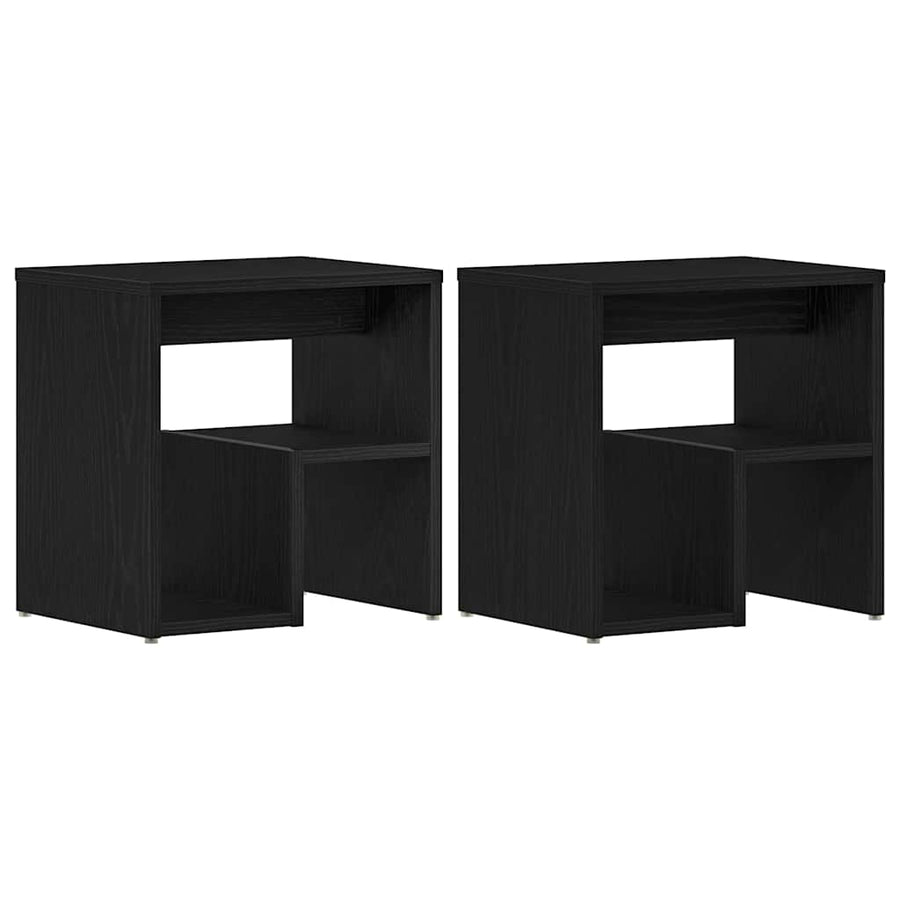 Nachtkastje 2 pcs Zwart Eiken 40 x 30 x 40 cm Bewerkt hout