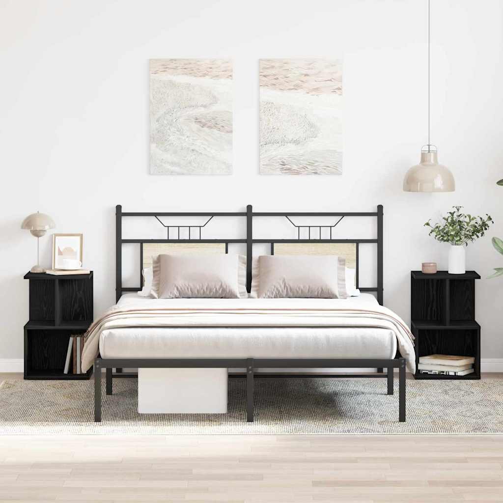 Nachtkastje 2 pcs Zwart Eiken 35 x 35 x 55 cm Bewerkt hout