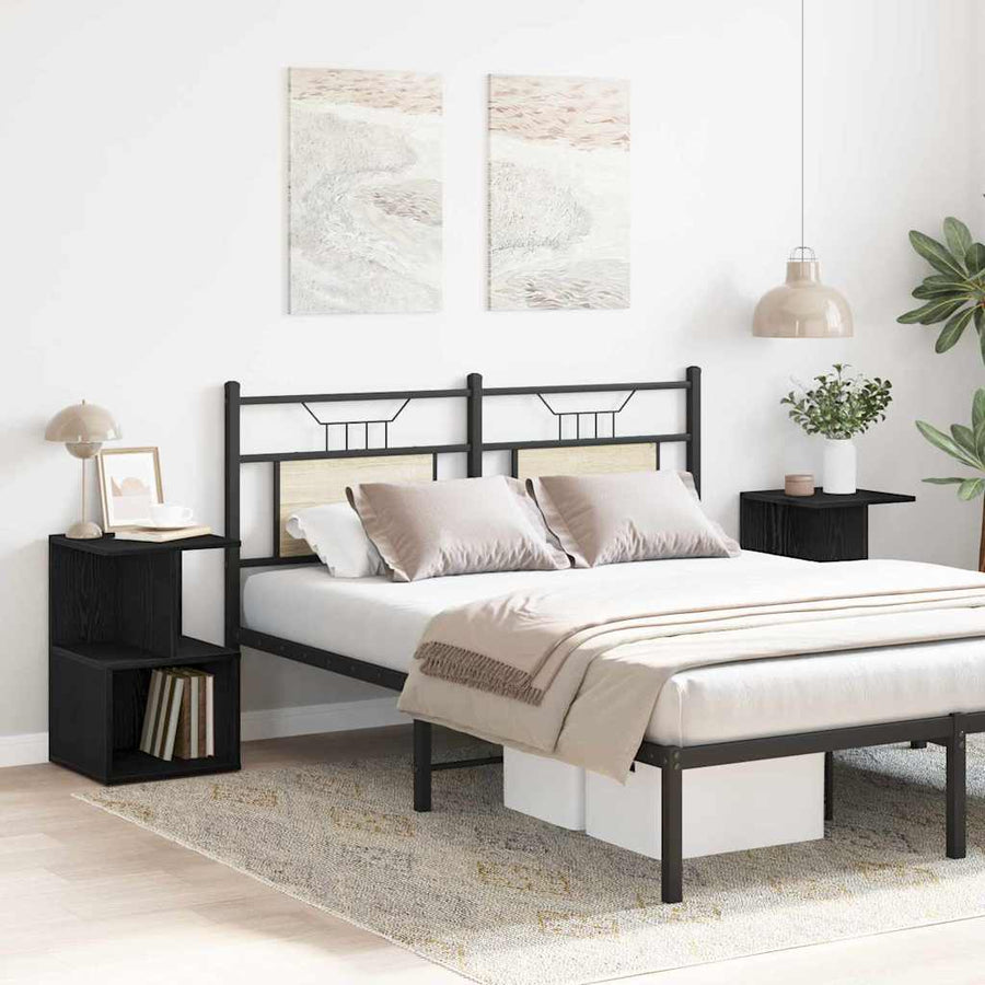 Nachtkastje 2 pcs Zwart Eiken 35 x 35 x 55 cm Bewerkt hout