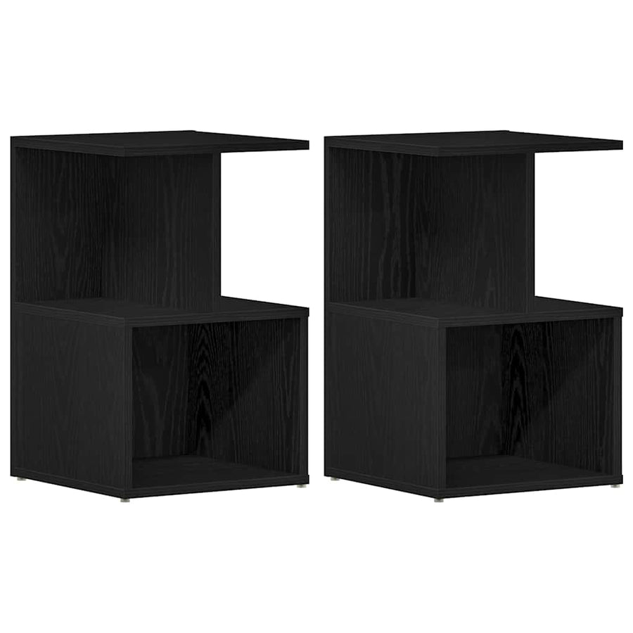 Nachtkastje 2 pcs Zwart Eiken 35 x 35 x 55 cm Bewerkt hout