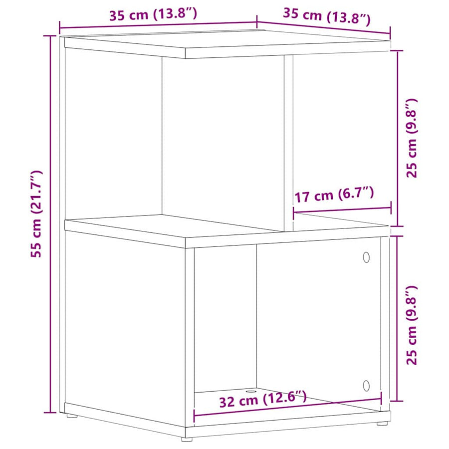 Nachtkastje 2 pcs Zwart Eiken 35 x 35 x 55 cm Bewerkt hout