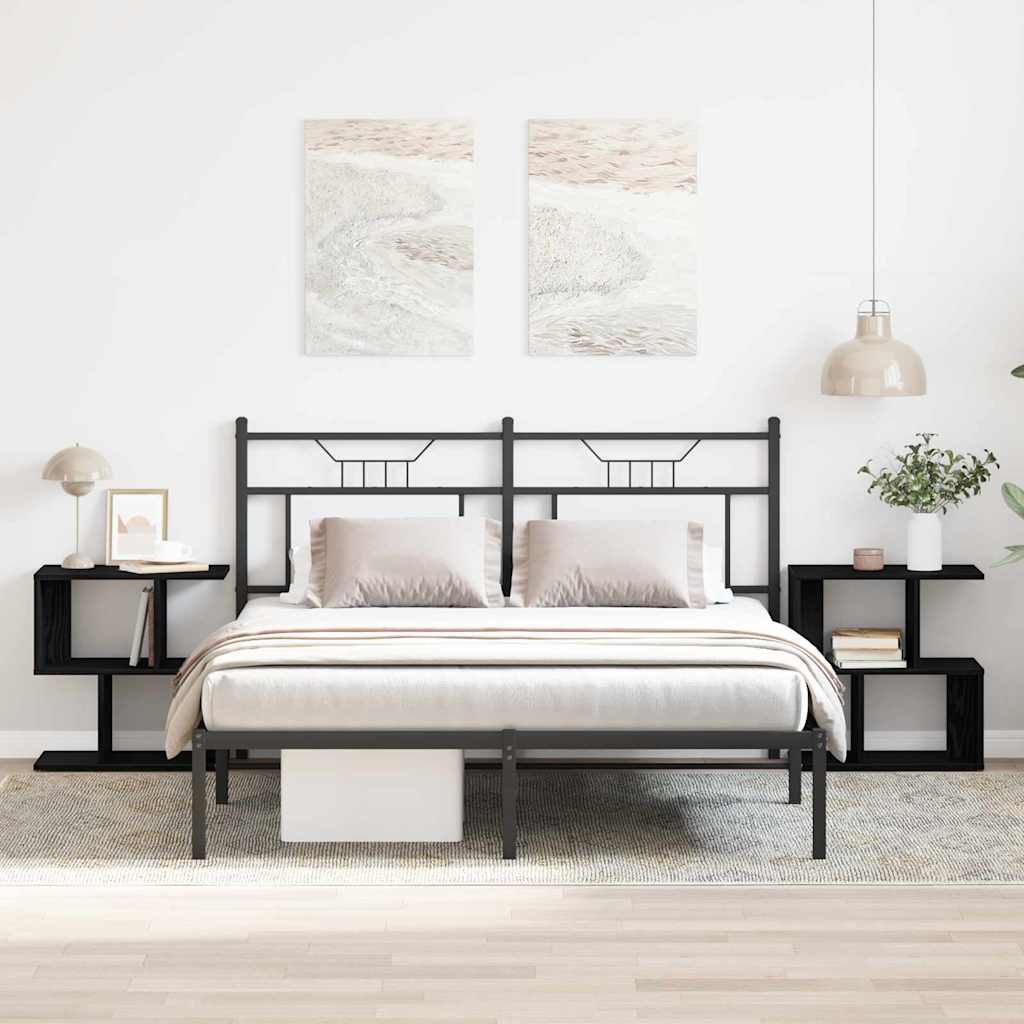 Nachtkastje 2 pcs Zwart Eiken 50 x 30 x 51,5 cm Bewerkt hout