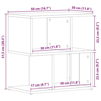 Nachtkastje 2 pcs Zwart Eiken 50 x 30 x 51,5 cm Bewerkt hout