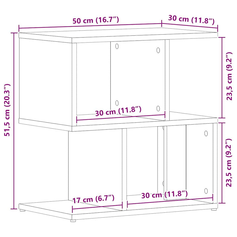 Nachtkastje 2 pcs Zwart Eiken 50 x 30 x 51,5 cm Bewerkt hout