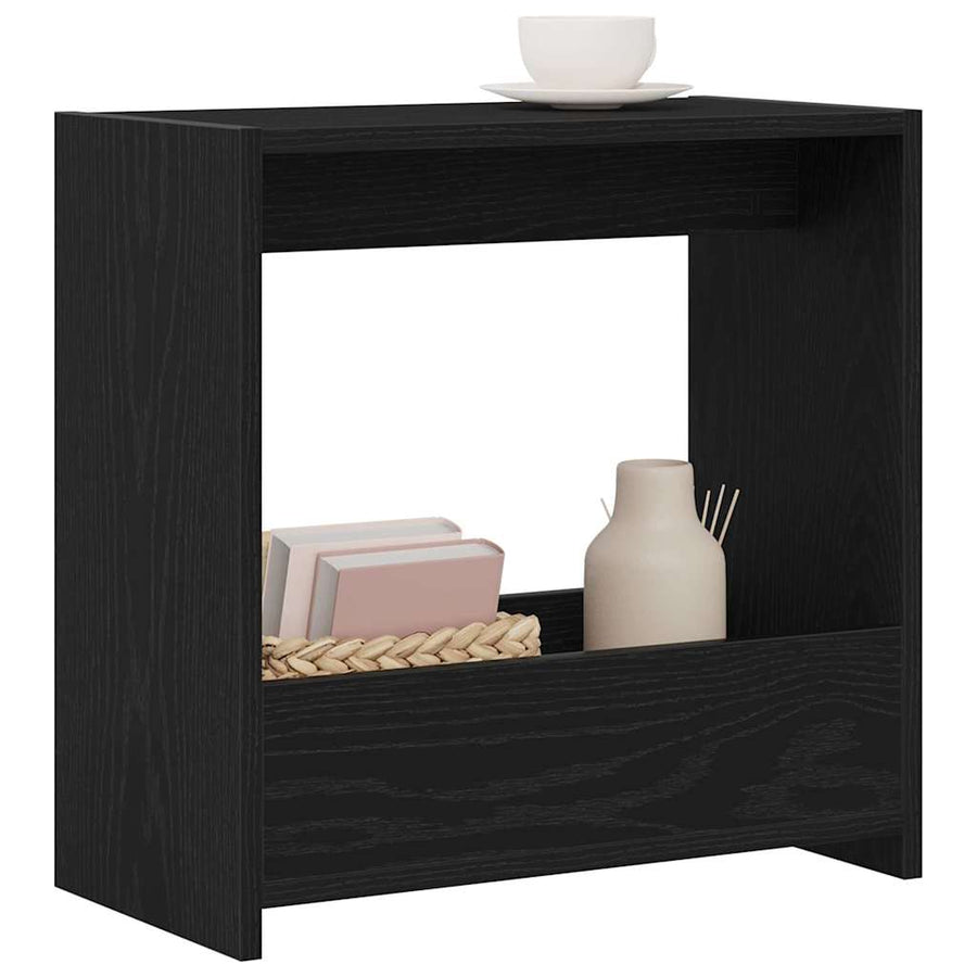 Bijzettafel Zwart Eiken 50 x 26 x 50 cm Bewerkt hout