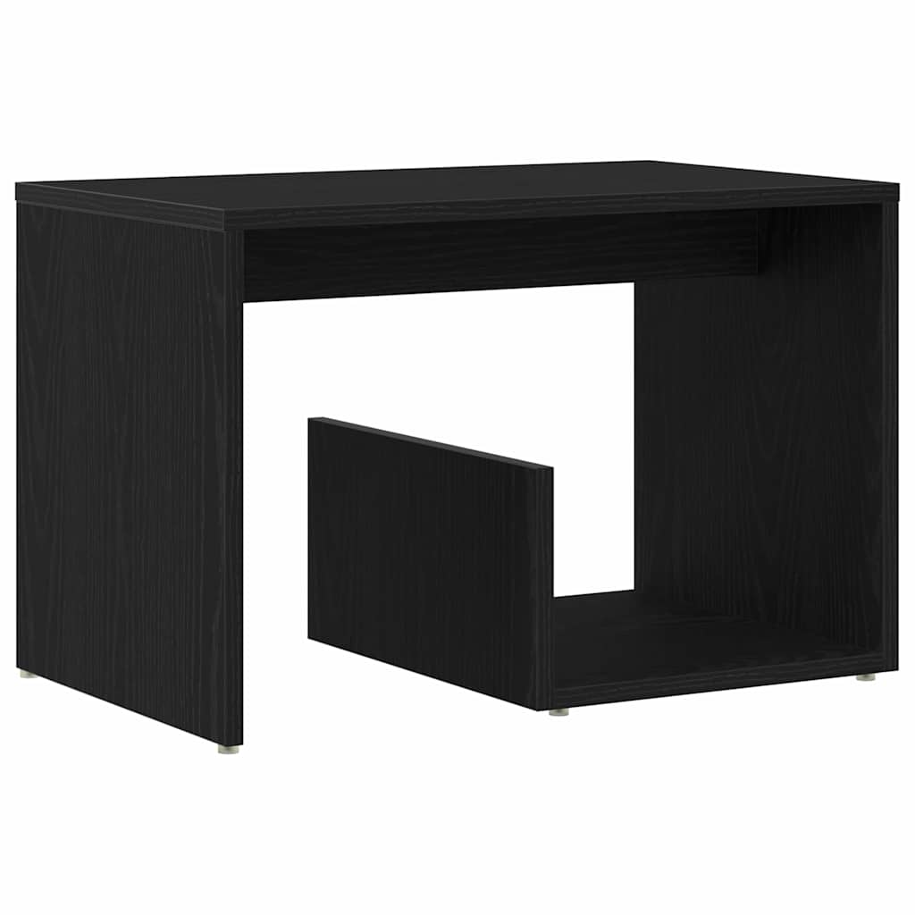 Bijzettafel Zwart Eiken 59 x 36 x 38 cm Bewerkt hout