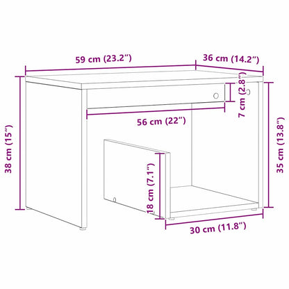 Bijzettafel Zwart Eiken 59 x 36 x 38 cm Bewerkt hout