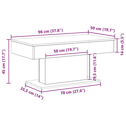 Salontafel Zwart Eiken 96 x 50 x 45 cm Bewerkt hout