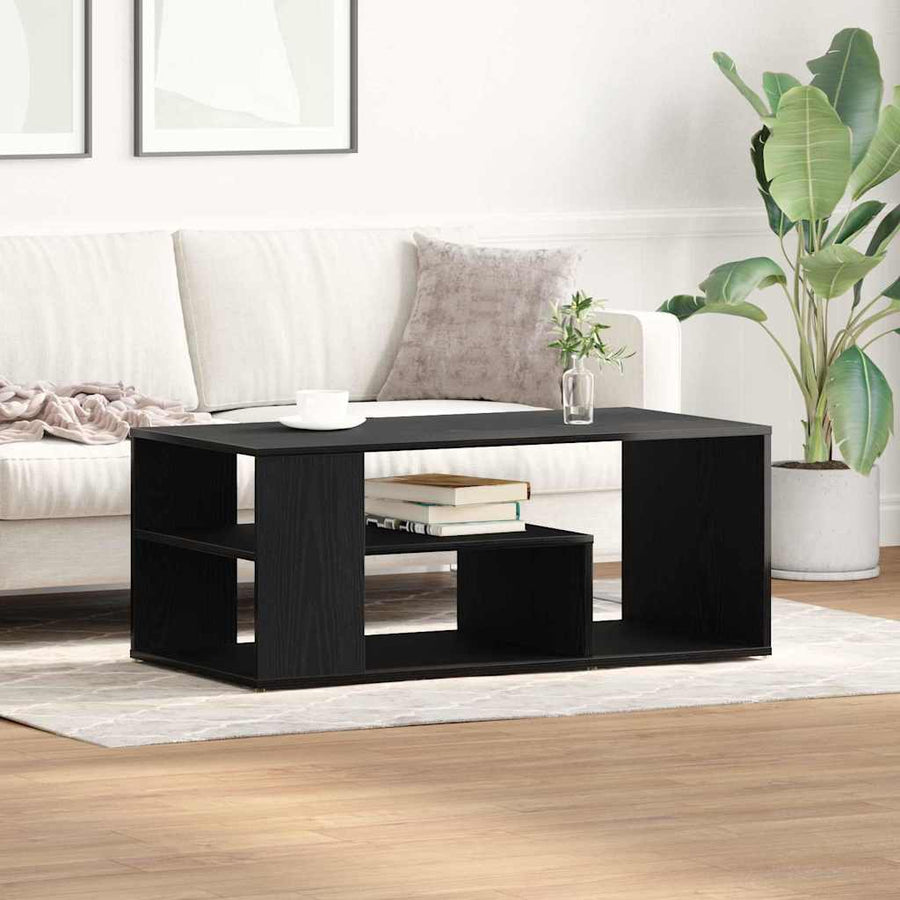 Salontafel 100X50X40 Cm Bewerkt Hout Kleurig Zwart eiken