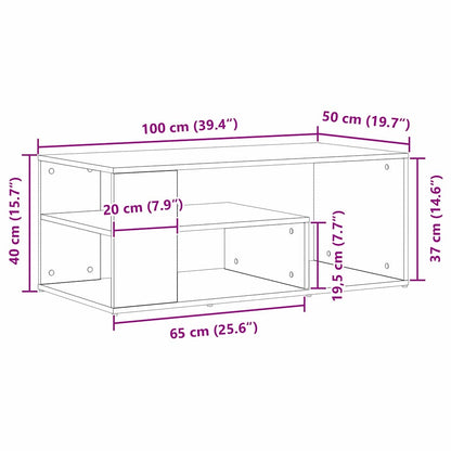 Salontafel 100X50X40 Cm Bewerkt Hout Kleurig Zwart eiken