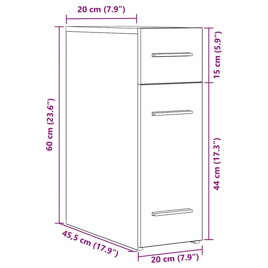 Apothekerskast Zwart eiken 20 x 45.5 x 60 cm Bewerkt hout