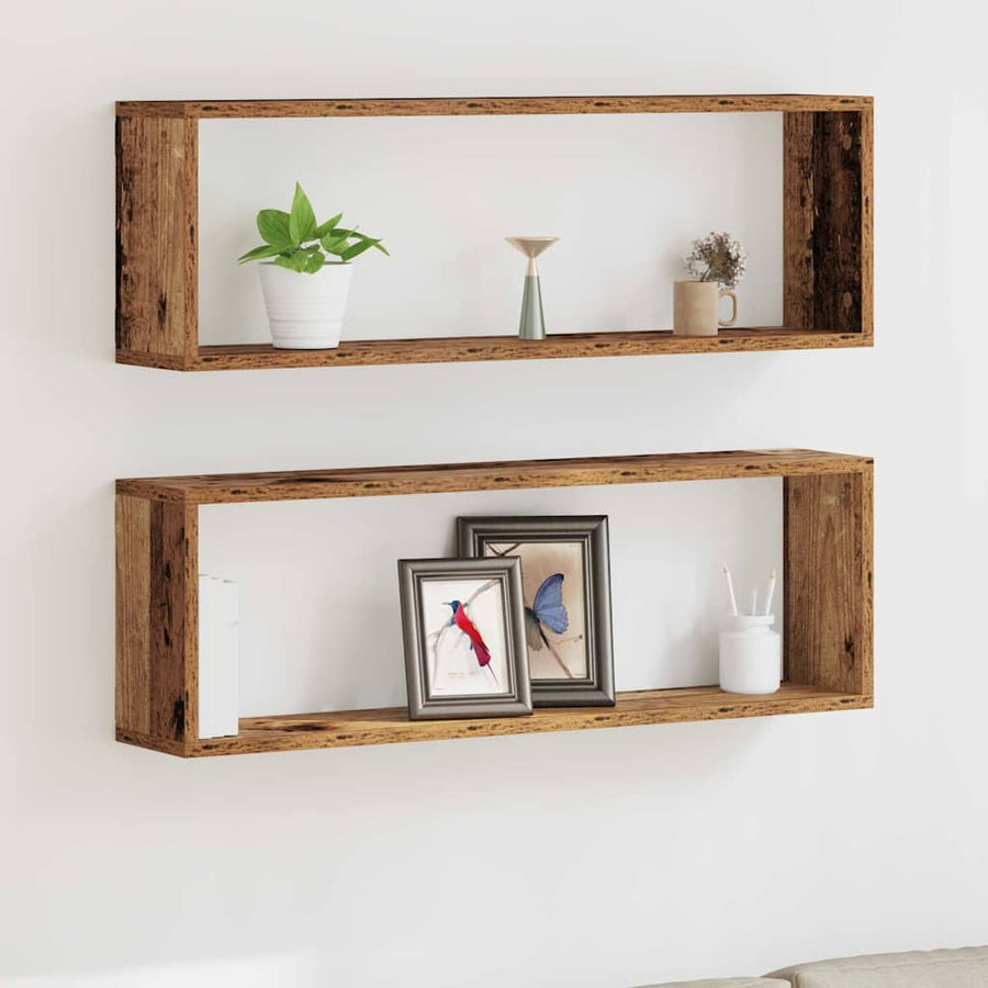 Wandschappen 2 St 80X15X26 Cm Bewerkt Hout Kleurig Oud hout