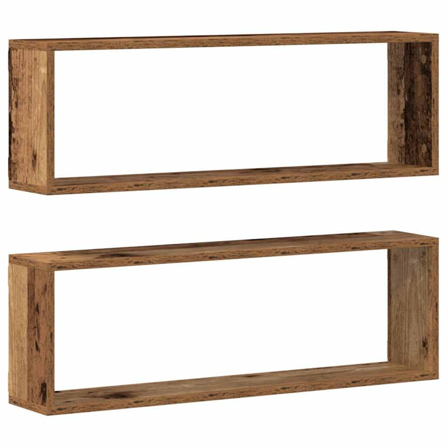 Wandschappen 2 St 80X15X26 Cm Bewerkt Hout Kleurig Oud hout