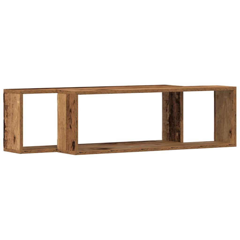Wandschappen 2 St 80X15X26 Cm Bewerkt Hout Kleurig Oud hout