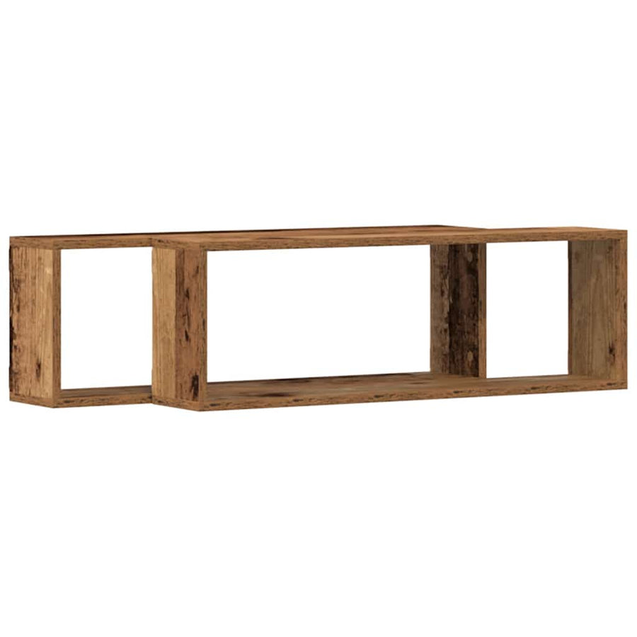 Wandschappen 2 St 80X15X26 Cm Bewerkt Hout Kleurig Oud hout