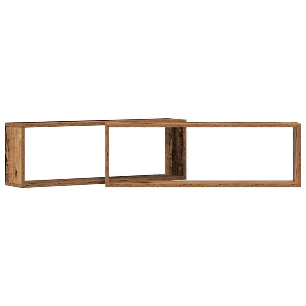 Wandschappen 2 St 80X15X26 Cm Bewerkt Hout Kleurig Oud hout
