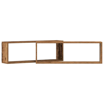 Wandschappen 2 St 80X15X26 Cm Bewerkt Hout Kleurig Oud hout