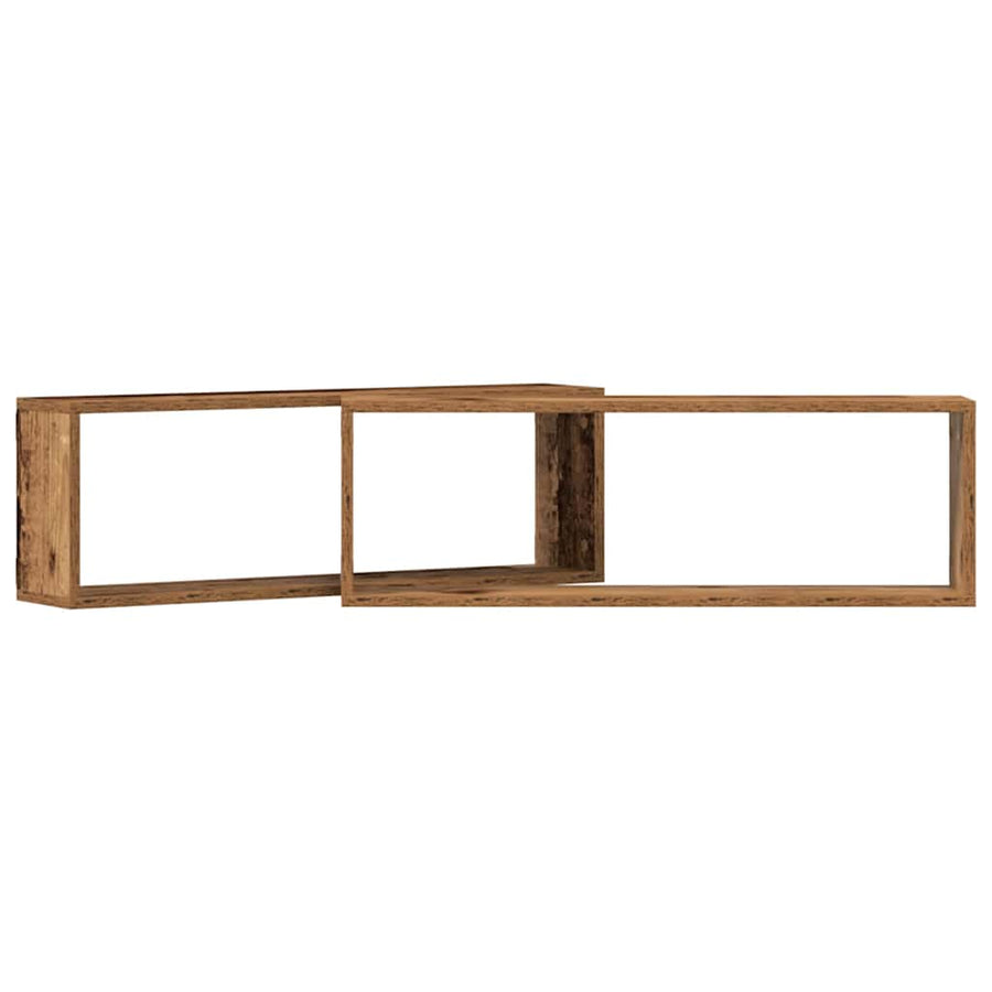Wandschappen 2 St 80X15X26 Cm Bewerkt Hout Kleurig Oud hout