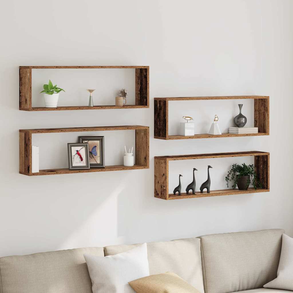 Wandplanken 4 Stuks 80X15X26 Cm Bewerkt Hout Oud hout