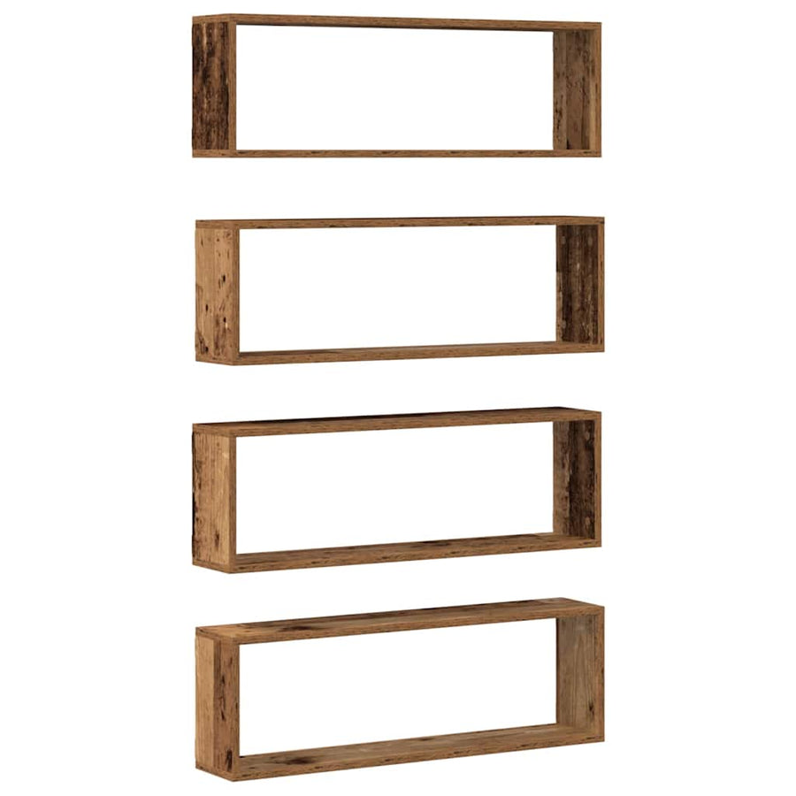 Wandplanken 4 Stuks 80X15X26 Cm Bewerkt Hout Oud hout