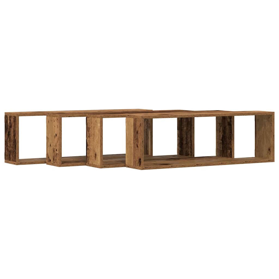 Wandplanken 4 Stuks 80X15X26 Cm Bewerkt Hout Oud hout