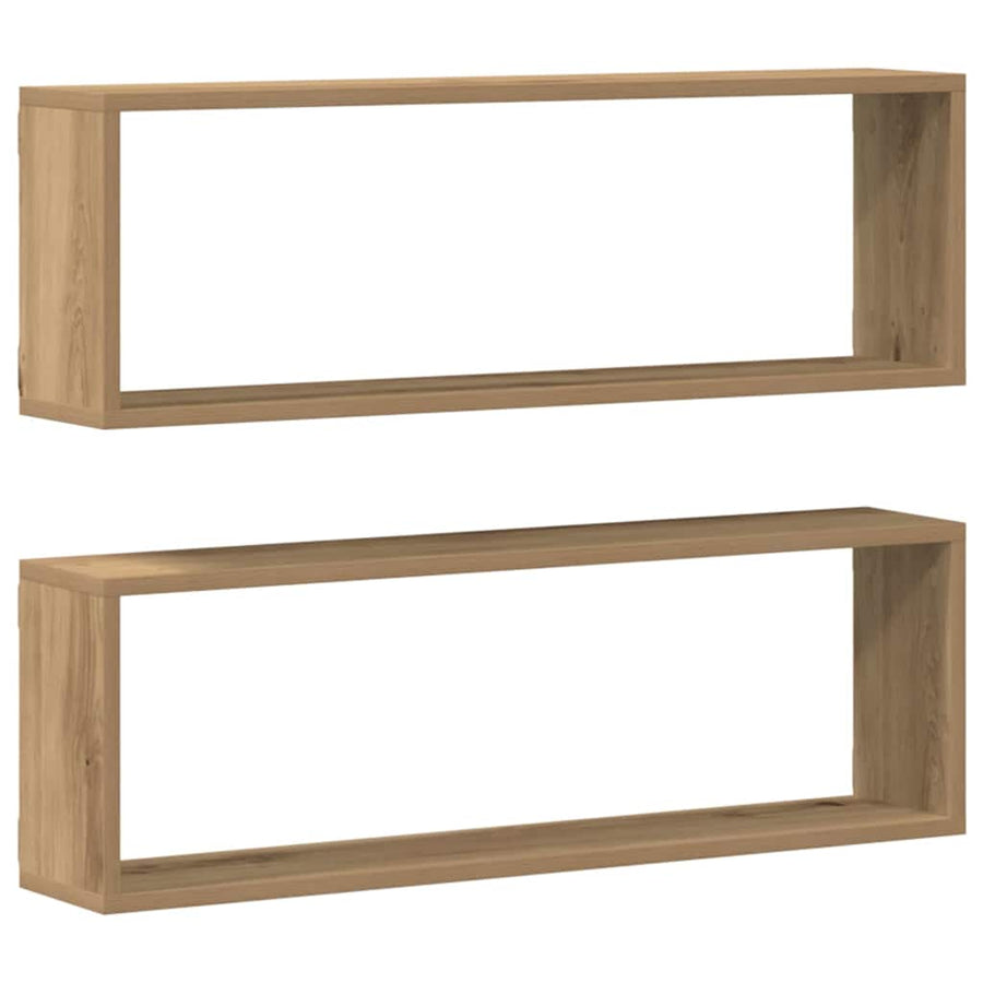 Wandplanken 2 St 80X15X26 Cm Bewerkt Hout Artisanaal Eiken artisanaal eikenkleurig