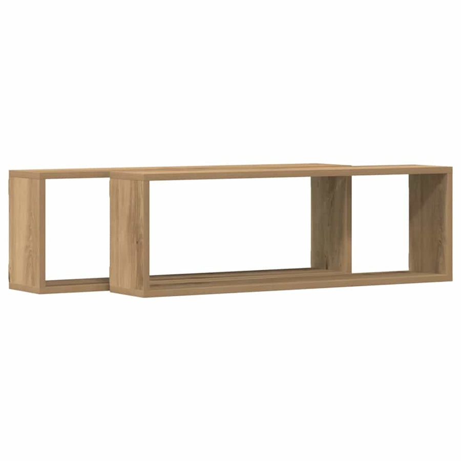 Wandplanken 2 St 80X15X26 Cm Bewerkt Hout Artisanaal Eiken artisanaal eikenkleurig